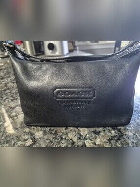 Coach Black Embossed Genuine Leather Wristlet Pouch